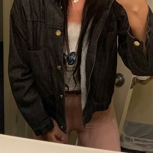 BLACK corduroy fluffy jean jacket